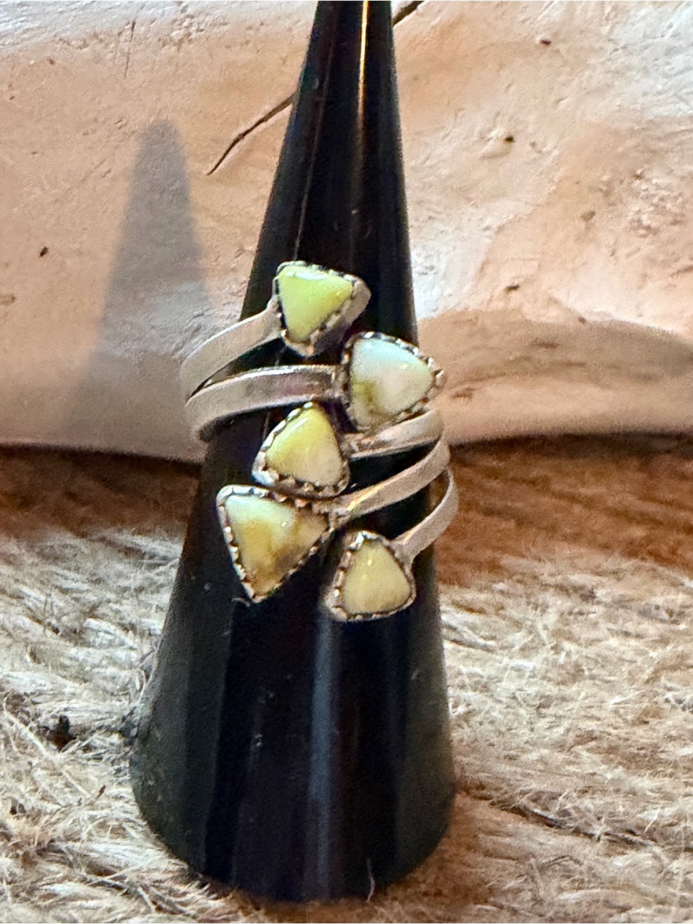Sterling Silver Multi-Stone Palomino stone Triangle Ring